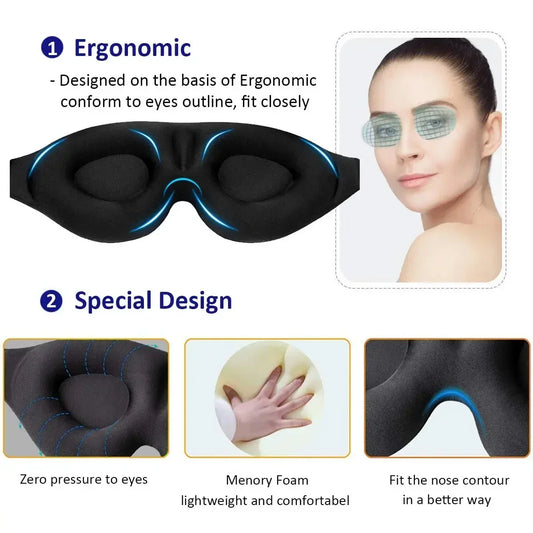 3D Eye Mask Sleeping Contoured Cup Breathable Blindfold Concave Molded Night Sleep Mask Block Out Light